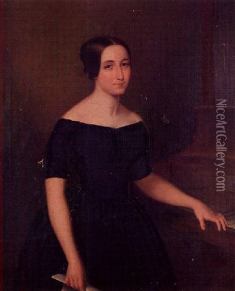 Retrato De Dama Con Piano Oil Painting - Antonio Maria Esquivel Suarez de Urbina