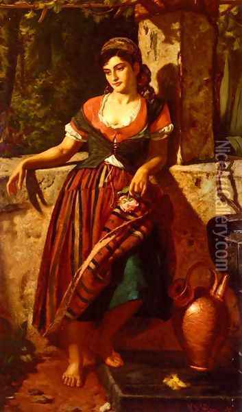 A Girl Of Maderia Oil Painting - William M. Hay