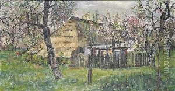 Bauernhaus Mit Bluhendem Garten Oil Painting - Wilhelm Braun