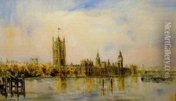 The Houses Of Parliament Oil Painting - Clara Taggart Mcchesney
