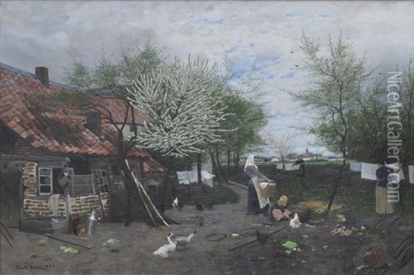 Apriltag/motiv Vom Niederrhein Oil Painting - Harald Hugo Jacob Diecks