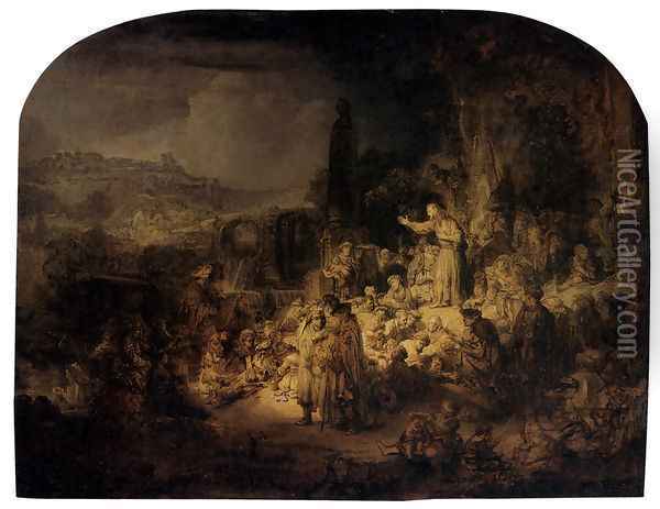 St. John The Baptist Preaching Oil Painting - Rembrandt Van Rijn