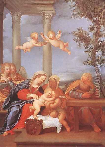 Holy Family Oil Painting - Francesco Albani