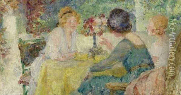 Frauen An Einem Tisch. Oil Painting - Edouard Francois Zier