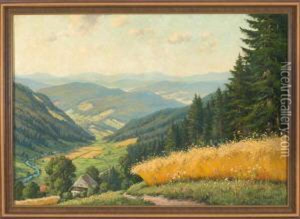 Schwarzwaldlandschaft Bei Laufenburg, Bei Freiburg Oil Painting - Willy Hanft