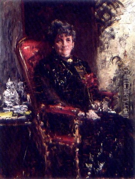 Lady At The Window (portrait Study Of Madame E.h. Bensel) Oil Painting - William Merritt Chase
