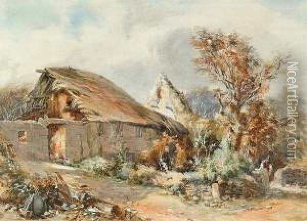 Farm Cottage Oil Painting - John Skinner Prout