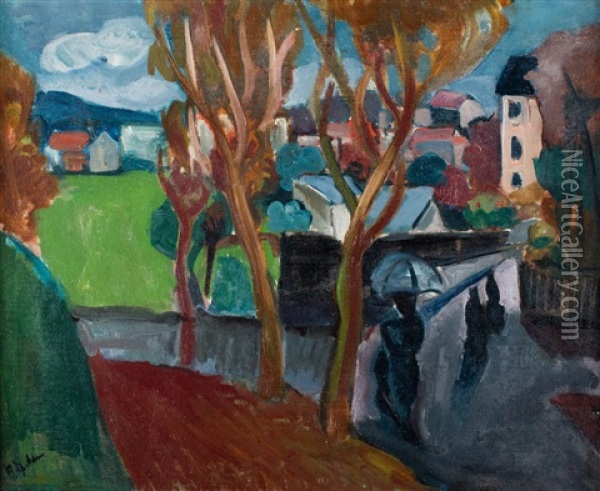 Pejzaz Z Drzewami Oil Painting - Henri Epstein