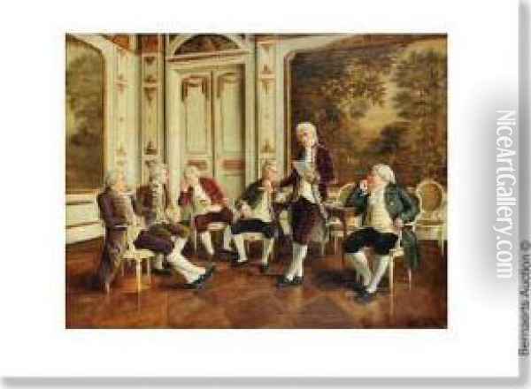 Conference Inlouis Xvi Interior Oil Painting - Fernand Scribe