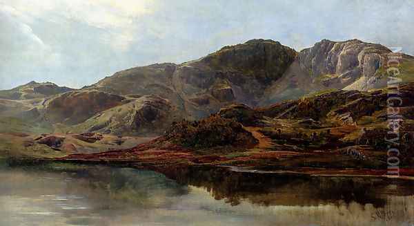 Landscape With A Lake, And Mountains Beyond Oil Painting - Sidney Richard Percy