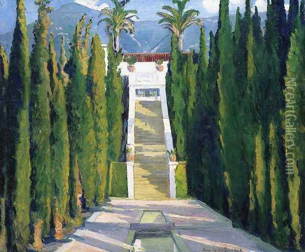 Garden at Santa Barbara Oil Painting - Louise Upton Brumback