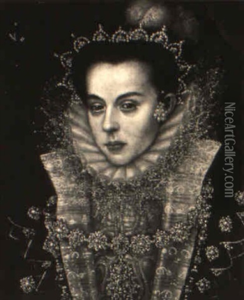 Portrait Of Catherine Of Aragon Oil Painting - Frans Pourbus the younger