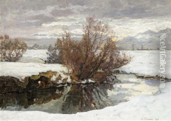 Zimni Krajina S Tunkou Oil Painting - Julius Ullmann