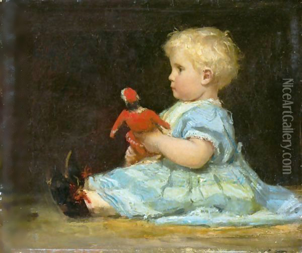 Marie Anker With Doll, 1873 Oil Painting - Albert Anker