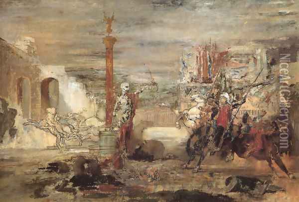 Death Offers Crowns to the Winner of the Tournament Oil Painting - Gustave Moreau