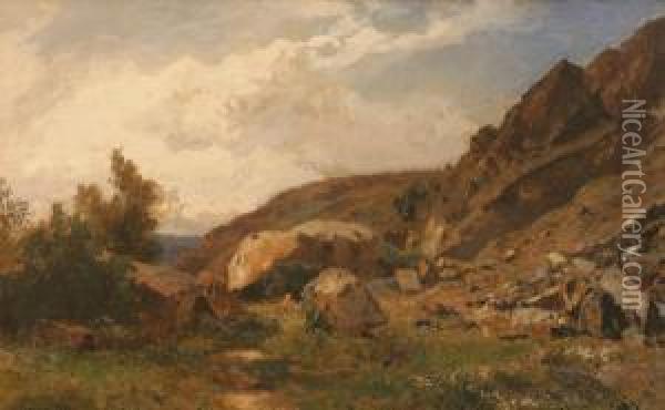 Rocky Landscape Oil Painting - Eugene Jettel