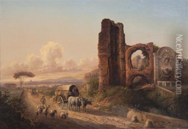 Path Near Ruins Oil Painting - Jacob Alt