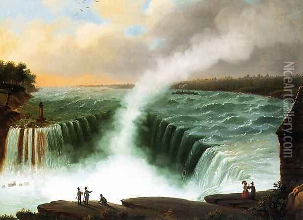 View of Niagara Falls Oil Painting - Nicolino Calyo