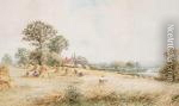 Cornfield On The Thames Oil Painting - Henry John Kinniard