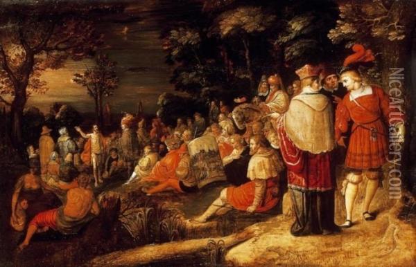The Speech Of St. John, The Baptising Oil Painting - Frans II Francken