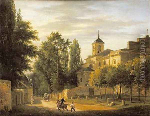 View of the Church of Ville dAvray Oil Painting - Jean Baptiste Gabriel Langlace