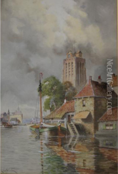 Grootkalk, Dordrecht Oil Painting - Hermanus Jr. Koekkoek