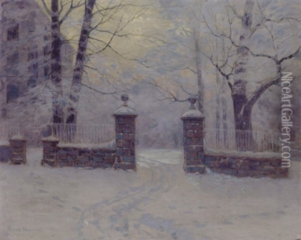 Cathedral Gates In Winter Oil Painting - Lovell Birge Harrison