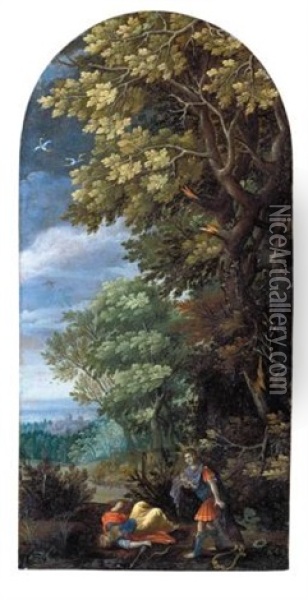 Apollo And Coronis Oil Painting - Denis van Alsloot
