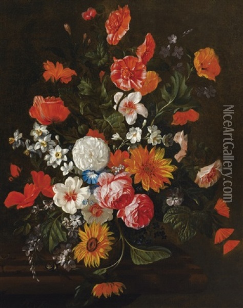 Bouquets De Jonquilles Oil Painting - Philips van Kouwenberg