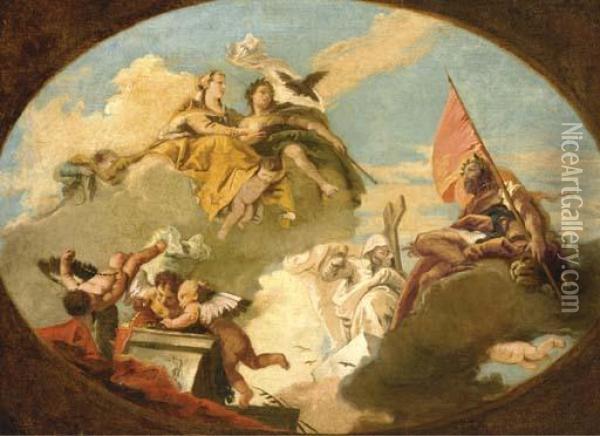 The Apotheosis Of Francesco Barbaro Oil Painting - Giovanni Battista Tiepolo