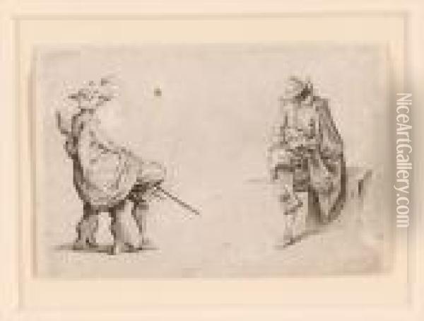 Two Seated Figures Oil Painting - Jacques Callot