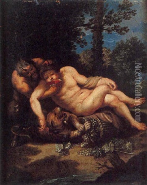 Bacchus Et Un Satyre Oil Painting - Jan Van Balen