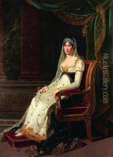 Portrait De Madame Mere Oil Painting - Robert J. Fr. Faust Lefevre
