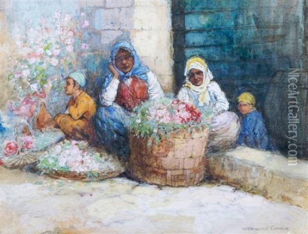 Flower Vendors Oil Painting - Warwick Goble