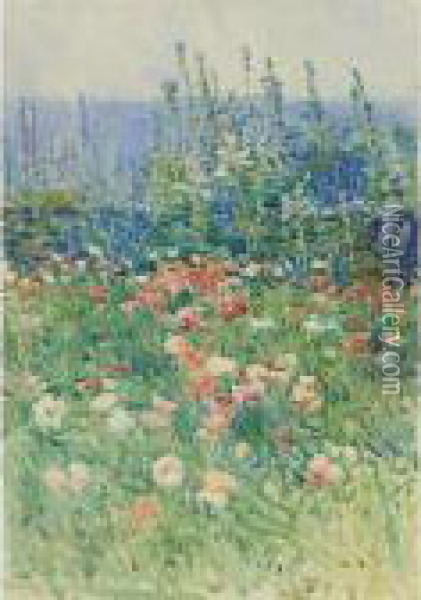 Flower Garden, Isles Of Shoals Oil Painting - Frederick Childe Hassam