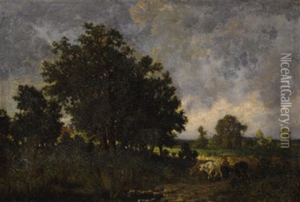 Vachere Dans Un Paysage Oil Painting - Theodore Rousseau