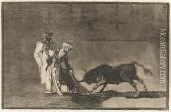 El Animoso Moro Gazul, Pl. 5; Los Moros Hacen Otro Capeo, Pl. 6, From Tauromaquia Oil Painting - Francisco De Goya y Lucientes