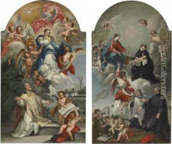 A) The Vision Of St. Philip Neri Oil Painting - Antonio Salas
