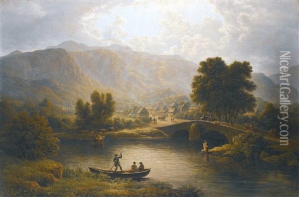 A View Of Keswick, In The Lake District, Cumberland Oil Painting - John Glover