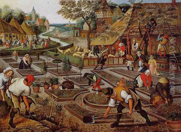 Preparation of the Flower Beds Oil Painting - Pieter the Elder Bruegel