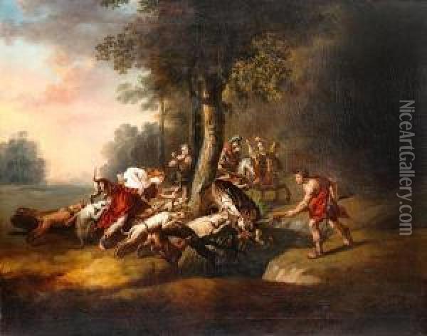 Meleager And Atalanta Oil Painting - William Williams