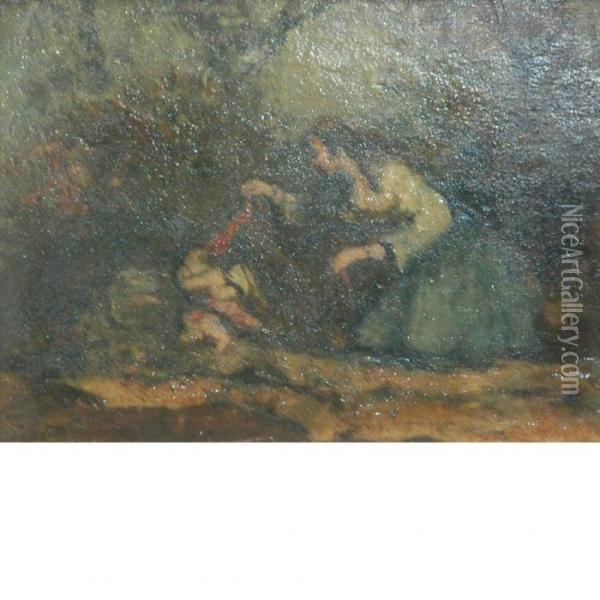 Woman And Child Oil Painting - Narcisse-Virgile D Az De La Pena