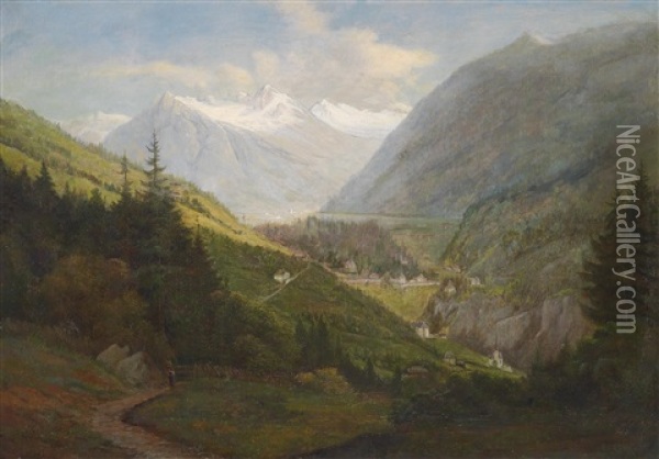 Blick Auf Bad Gastein Oil Painting - Emil Ludwig Lohr