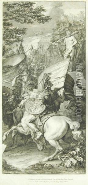 Classical Greek Battle Scene Oil Painting - Gerard Audran