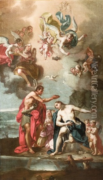 Die Taufe Christi / Battesimo Di Cristo Oil Painting - Giambettino Cignaroli