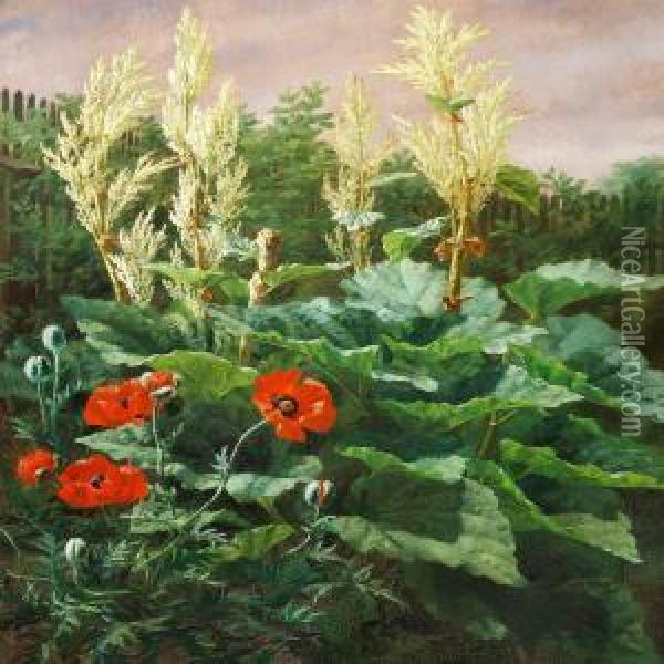 Rhubarb And Poppies Oil Painting - Anthonie, Anthonore Christensen