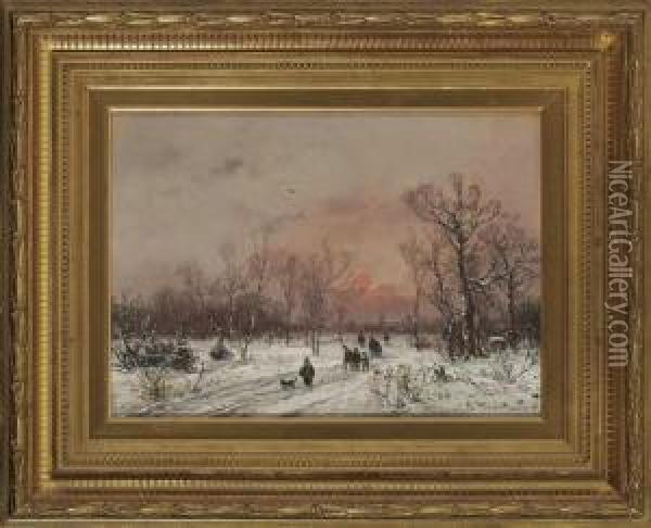 Winterabend. Oil Painting - Adolf Stademann