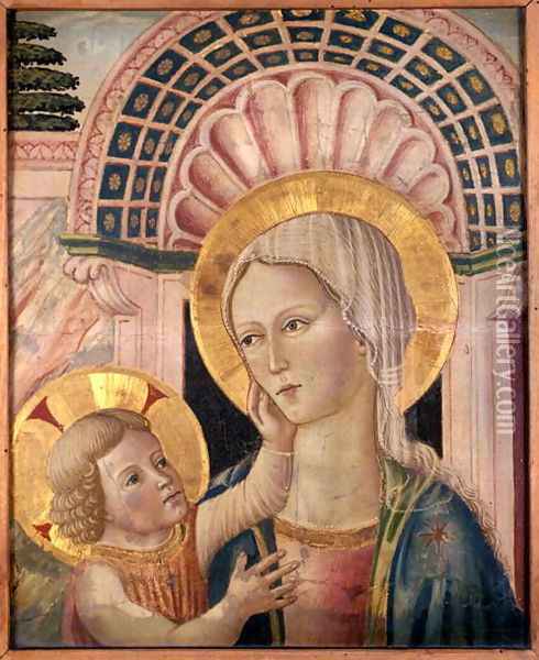 Madonna and Child in front of a scallop niche Oil Painting - Matteo da Gualdo