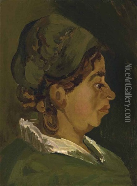 Head Of A Peasant Woman: Right Profile Oil Painting - Vincent Van Gogh