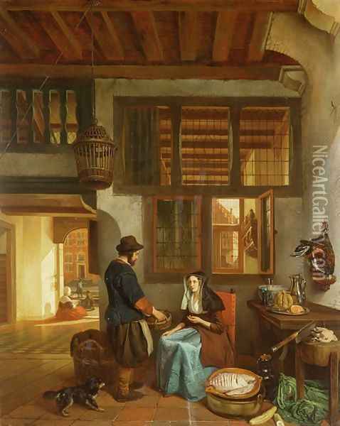 A Dutch interior Oil Painting - Hubertus van Hove